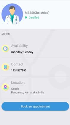 Doctor profile and appointment booking