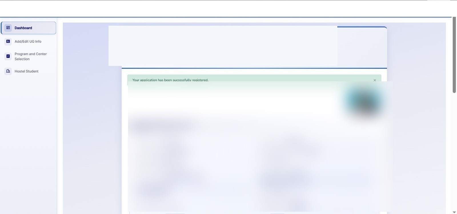 Postgraduate admission dashboard