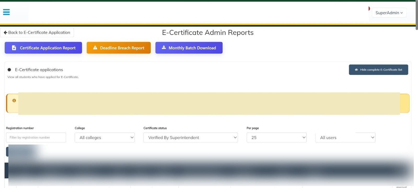 E-certificate applications with a timed verification path