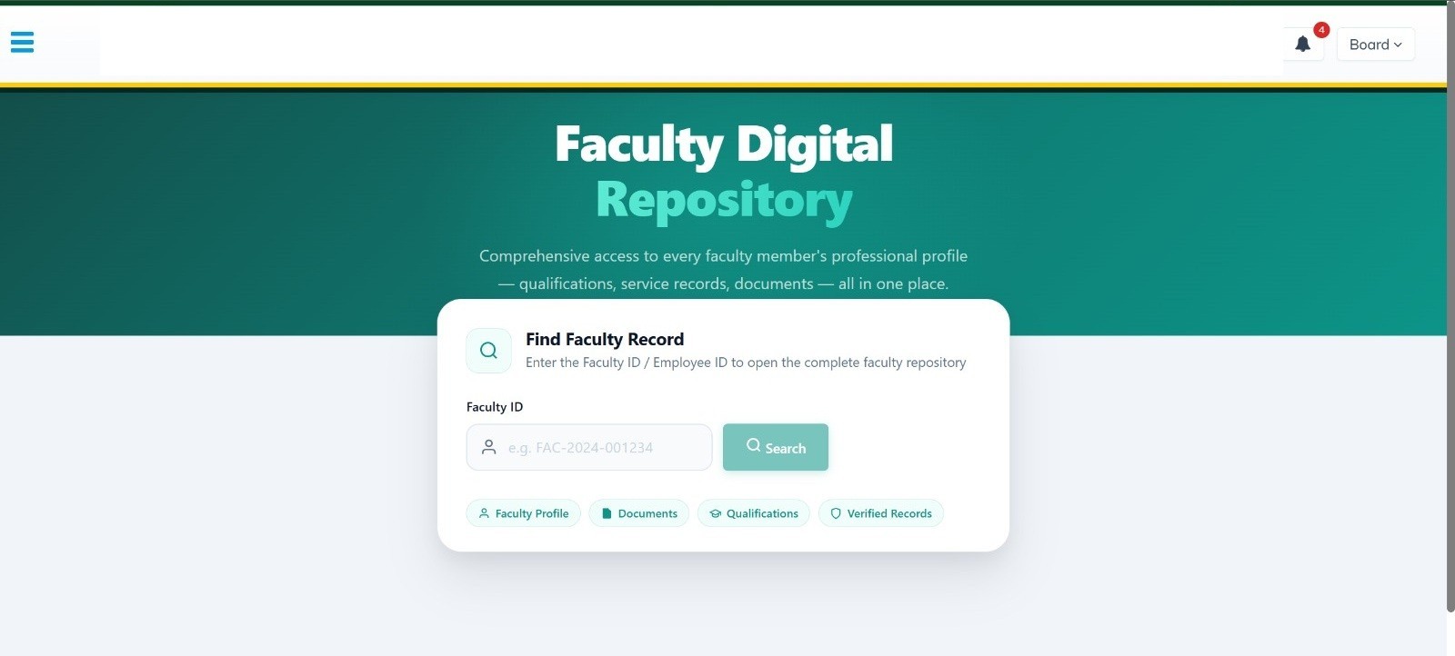 Faculty digital repository for qualifications and service records